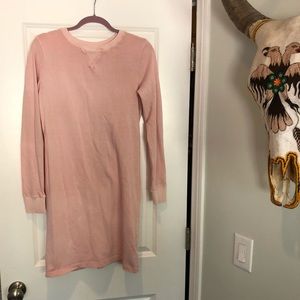 Blush Pink Long Sleeve Sweatshirt Dress